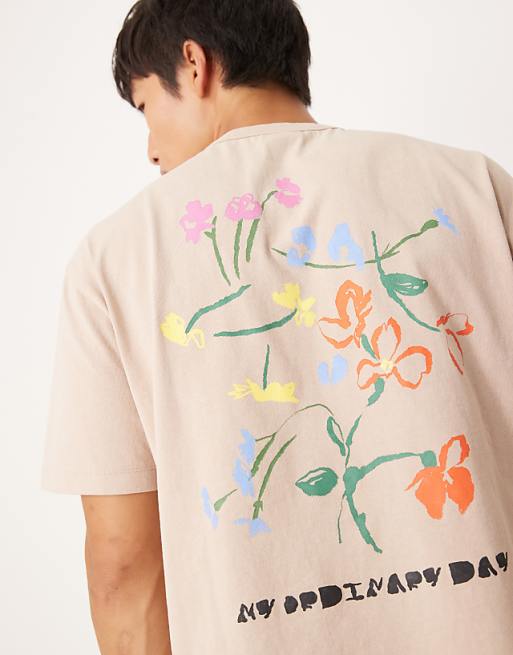 DESIGN Relaxed T-shirt With Flower Graphic In Neutral
