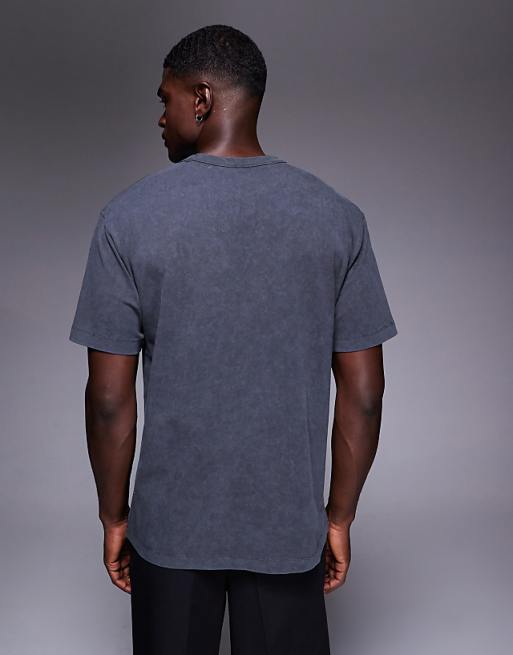 DESIGN Relaxed T-shirt With High Build City Print In Washed Black