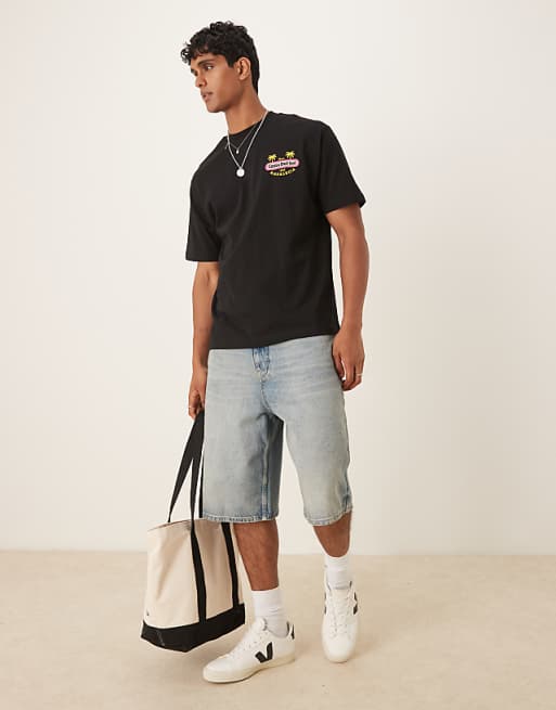DESIGN Relaxed T-shirt With High Summer Graphic In Black