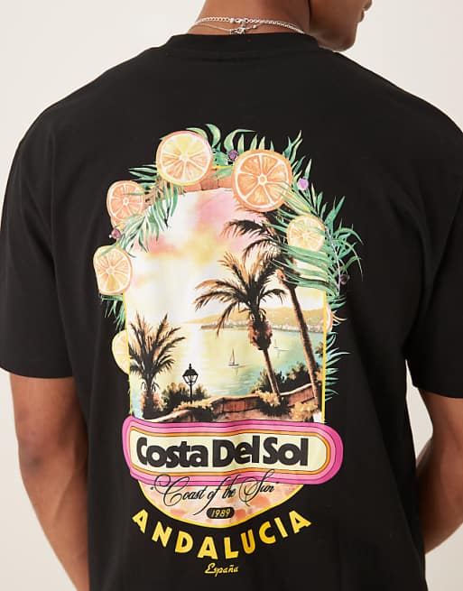 DESIGN Relaxed T-shirt With High Summer Graphic In Black