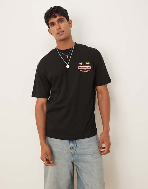 DESIGN Relaxed T-shirt With High Summer Graphic In Black