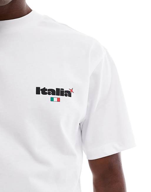 DESIGN Relaxed T-shirt With Italia Back Graphic In White