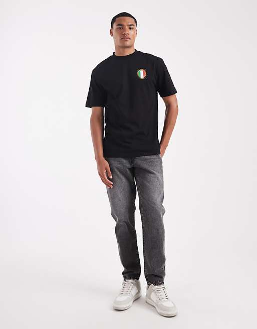 DESIGN Relaxed T-shirt With Italy Graphic In Black