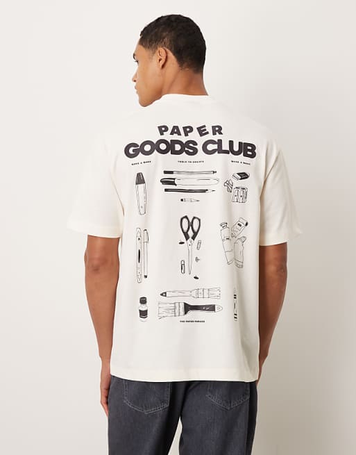 DESIGN relaxed t-shirt with large back print in beige