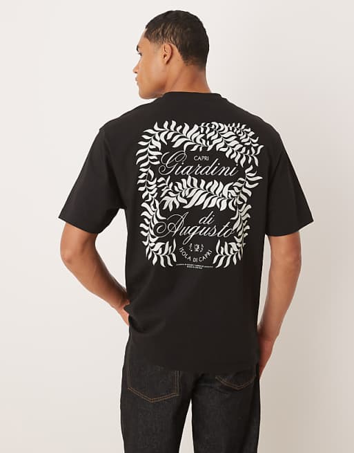 DESIGN relaxed t-shirt with leaf print in black