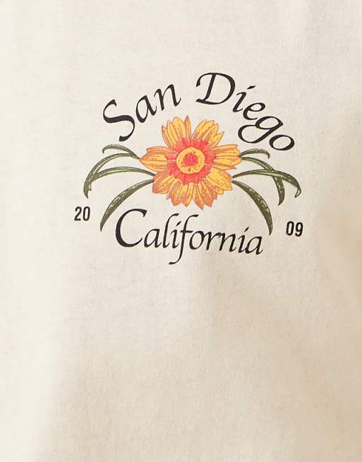 DESIGN Relaxed T-shirt With San Diego Graphic In Buttermilk