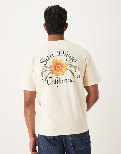 DESIGN relaxed t-shirt with San Diego graphic in buttermilk