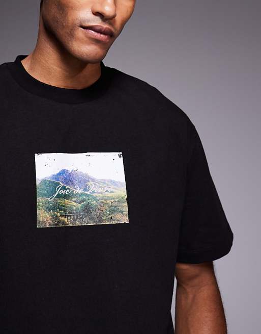 DESIGN Relaxed T-shirt With Scenic Graphic In Black