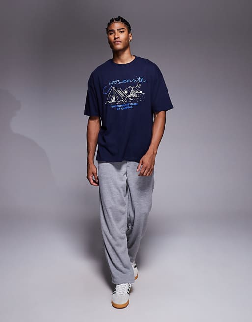 DESIGN Relaxed T-shirt With Scenic Graphic In Navy