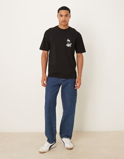 DESIGN Relaxed T-shirt With Small Chest Print In Black