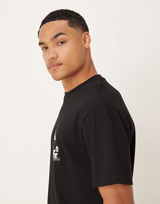 DESIGN Relaxed T-shirt With Small Chest Print In Black