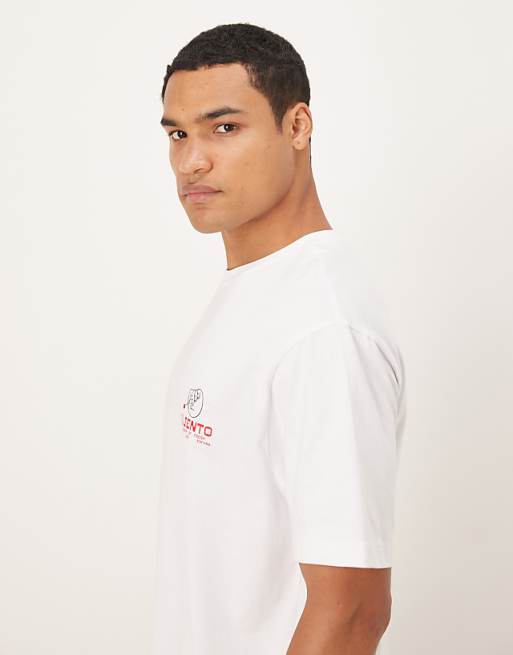 DESIGN Relaxed T-shirt With Small Doodle Print In White