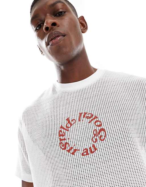 DESIGN Relaxed T-shirt With Soleil Graphic In Off White Cotton Mesh