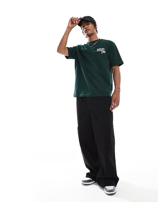 DESIGN Relaxed T-shirt With Souvenir Graphic In Dark Green