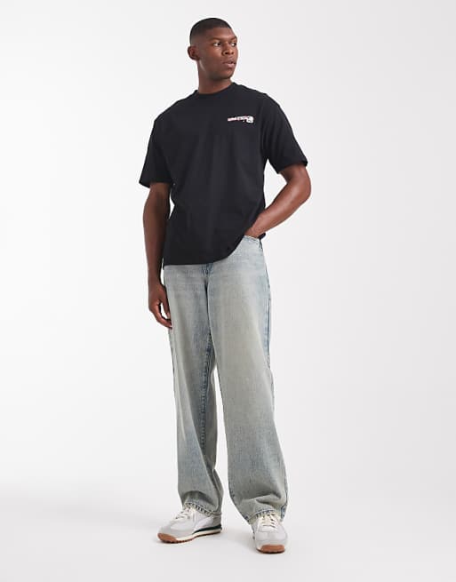 DESIGN Relaxed T-shirt With Souvenir Graphic In Black