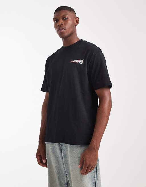 DESIGN Relaxed T-shirt With Souvenir Graphic In Black