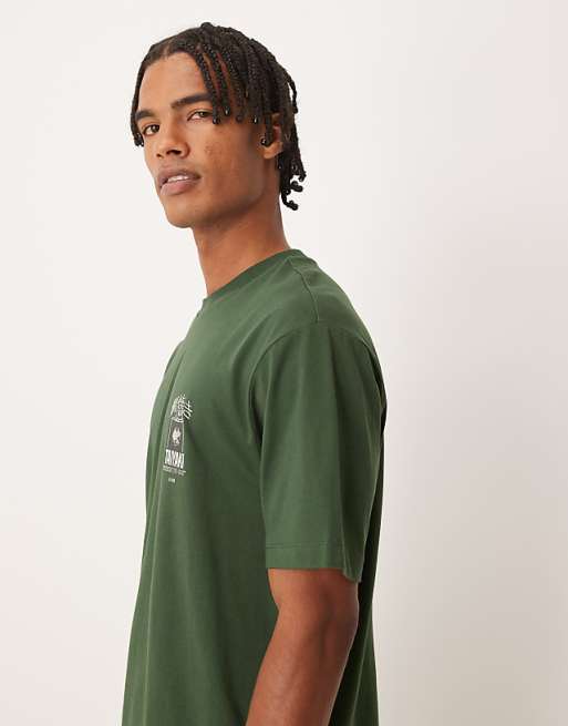 DESIGN Relaxed T-shirt With Souvenir Print In Dark Green