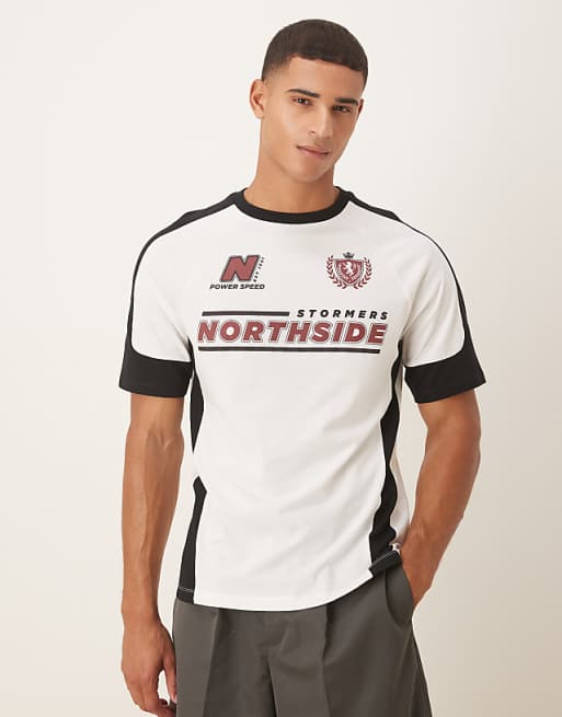 DESIGN relaxed t-shirt with sports graphic in white