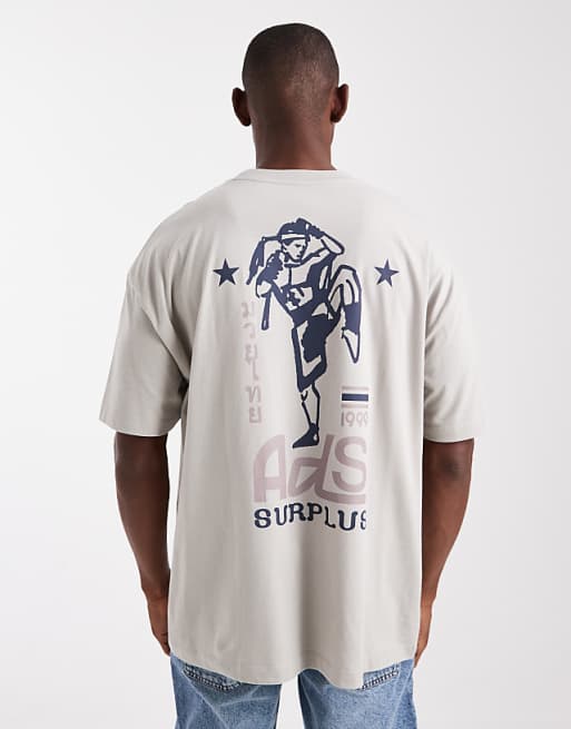 DESIGN relaxed t-shirt with street graphic in beige