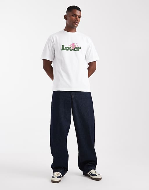 DESIGN Relaxed T-shirt With Text Graphic In White