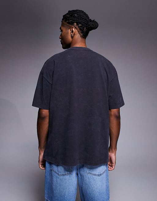 DESIGN Relaxed T-shirt With Text Graphic In Washed Black