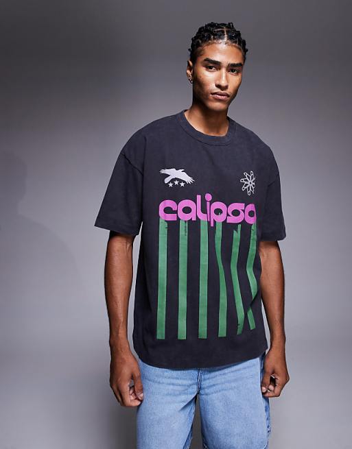 DESIGN relaxed t-shirt with text graphic in washed black