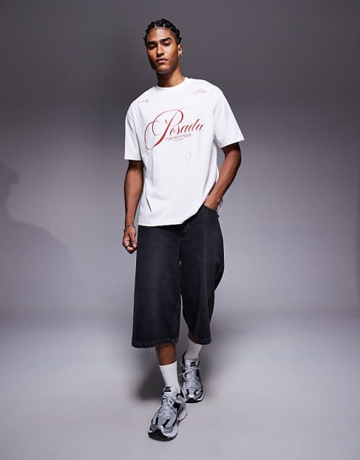 DESIGN Relaxed T-shirt With Text Graphic In White
