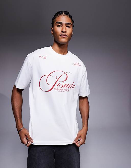 DESIGN relaxed t-shirt with text graphic in white