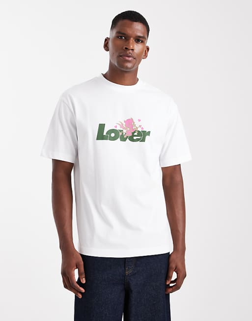 DESIGN relaxed t-shirt with text graphic in white