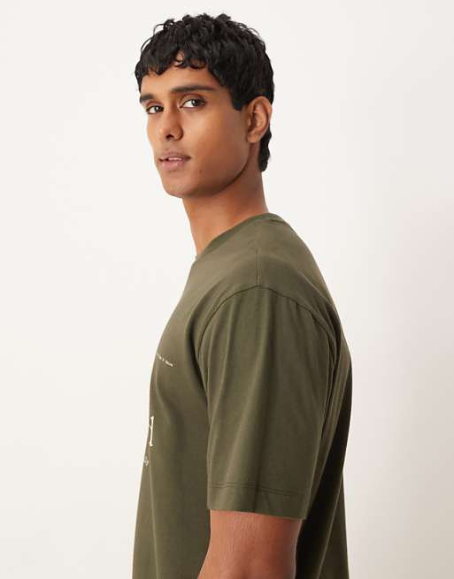 DESIGN Relaxed T-shirt With Text Print In Green