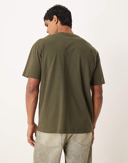 DESIGN Relaxed T-shirt With Text Print In Green