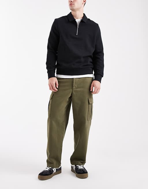 DESIGN Relaxed Tapered Cargo Trousers In Khaki