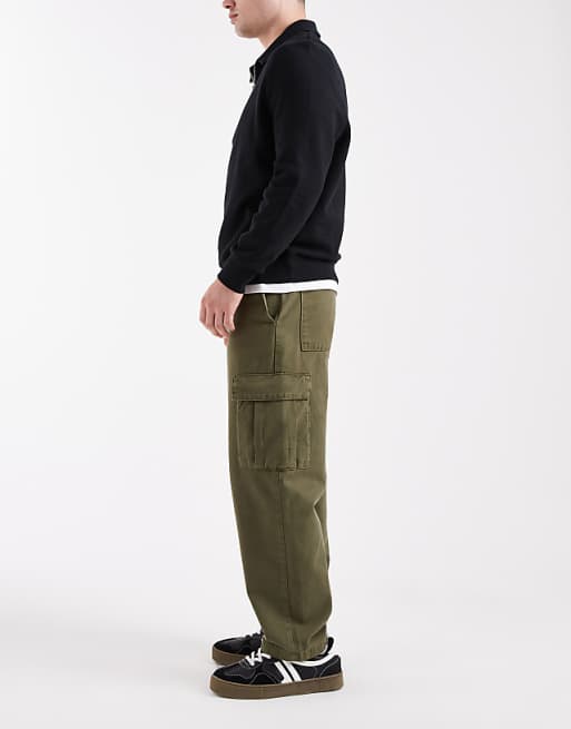 DESIGN Relaxed Tapered Cargo Trousers In Khaki