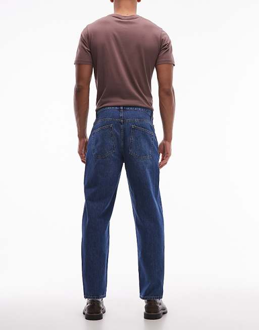 DESIGN Relaxed Tapered Jeans In Dark Wash Blue