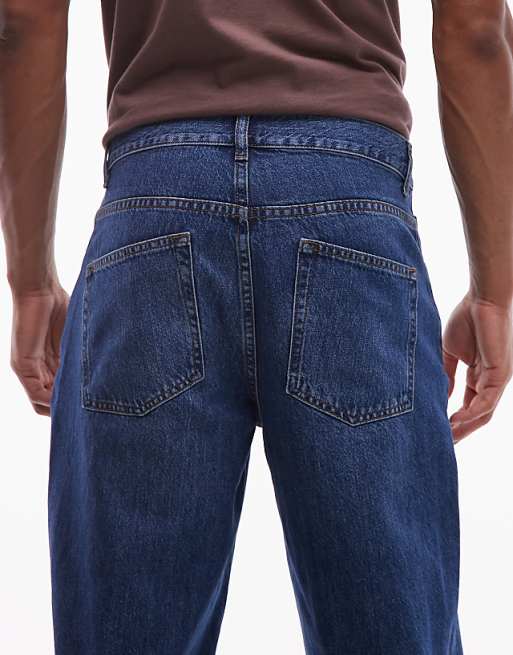 DESIGN Relaxed Tapered Jeans In Dark Wash Blue