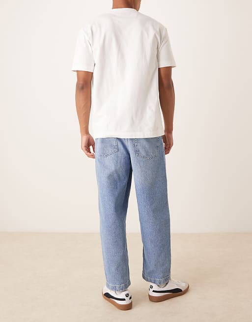 DESIGN Relaxed Tapered Jeans In Light Wash Blue