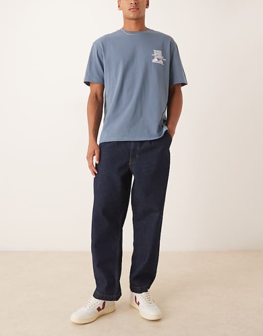 DESIGN relaxed tapered jeans in raw wash