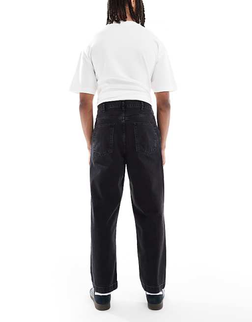DESIGN Relaxed Tapered Jeans In Washed Black