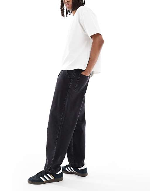 DESIGN Relaxed Tapered Jeans In Washed Black
