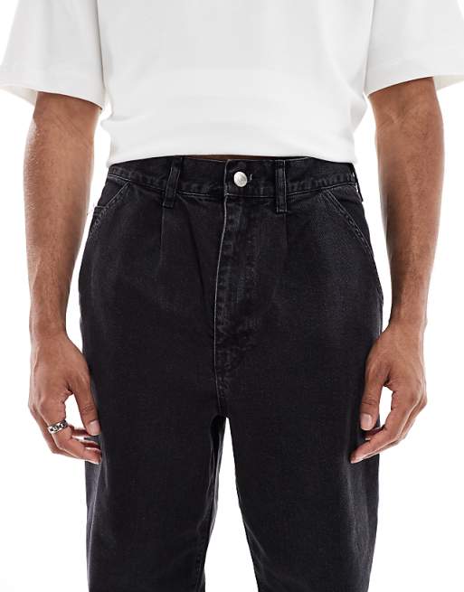 DESIGN Relaxed Tapered Jeans In Washed Black