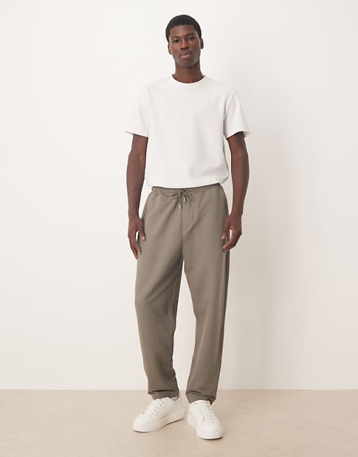 DESIGN Relaxed Tapered Joggers In Khaki Pique Cotton