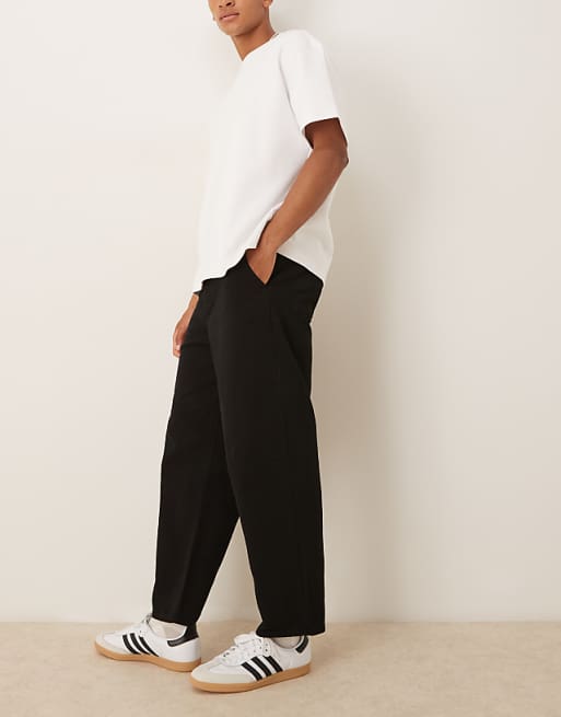 DESIGN Relaxed Tapered Trousers In Black