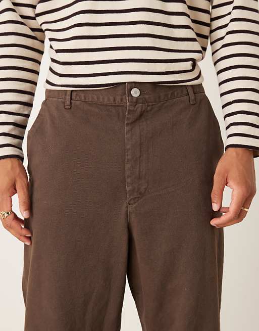 DESIGN Relaxed Tapered Trousers In Brown