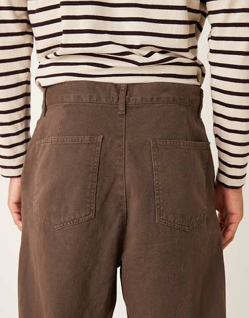 DESIGN Relaxed Tapered Trousers In Brown