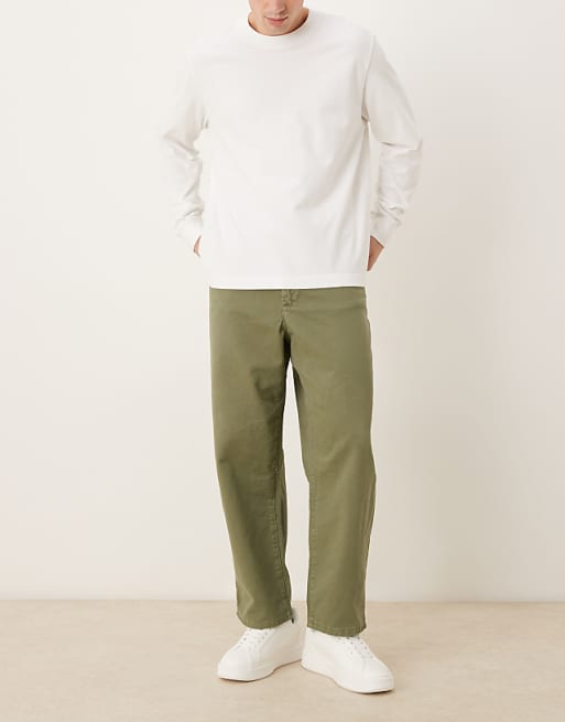 DESIGN Relaxed Tapered Trousers In Khaki