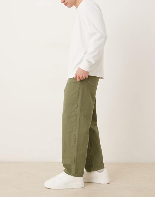 DESIGN Relaxed Tapered Trousers In Khaki