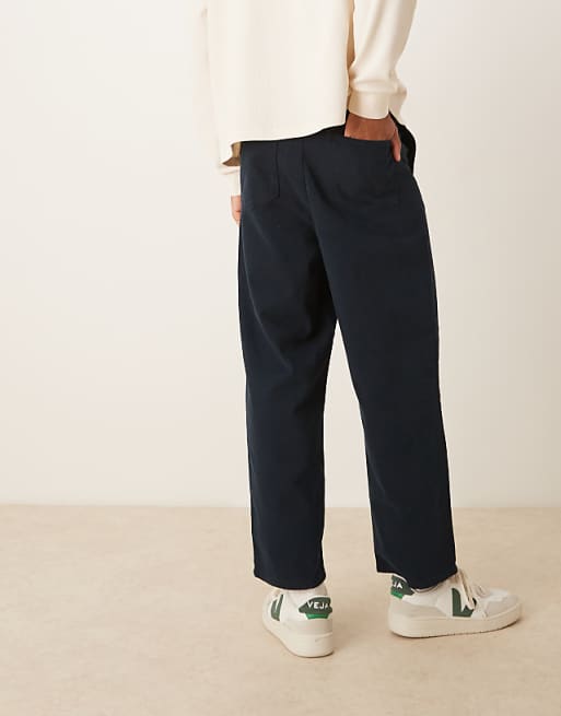 DESIGN Relaxed Tapered Trousers In Navy