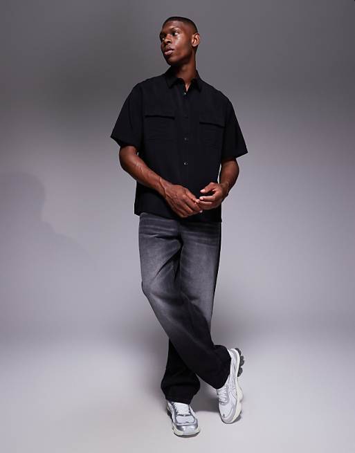 DESIGN Relaxed Textured Shirt In Black