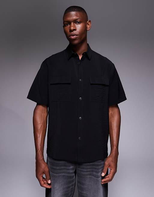 DESIGN relaxed textured shirt in black