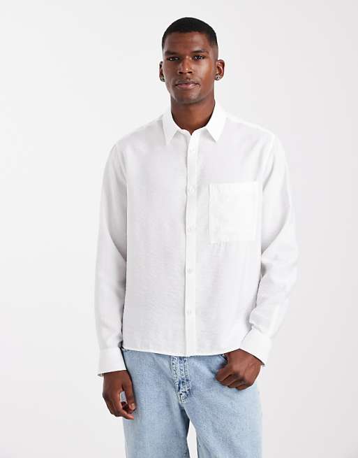 DESIGN relaxed textured shirt in white